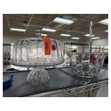 GLASS CAKE PLATTER & BOWL