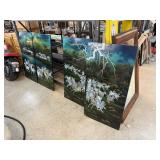 4PC LARGE LACQUERED WALL PANELS HORSES