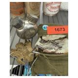 LOT OF WWII ERA OILER /SEWING KIT & HAT EMBLEM