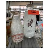 2PC VINTAGE MILK BOTTLES