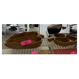 2PC LARGE CARVED WOOD BOWLS