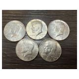 QTY 5 MIXED DATE SILVER JFK HALF DOLLARS