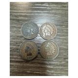 QTY 4 MIXED DATE INDIAN HEAD PENNIES CENTS