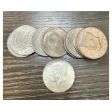 QTY 9 MIXED JFK HALF DOLLARS 1 IS SILVER