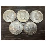 QTY 5 MIXED DATE SILVER JFK HALF DOLLARS