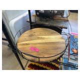 WOOD & METAL ROUND SERVING TRAY