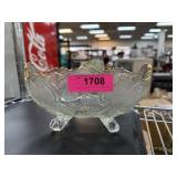 VTG GLASS JEANETTE FOOTED CENTERPIECE FRUIT BOWL