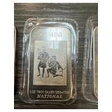 1 OZ SILVER BULLION .999 BAR ZODIAC GEMINI
