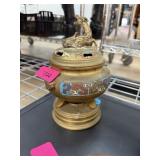 CHINESE CLOISONNE CENSER POT W LID