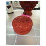 CHINESE CINNABAR LIDDED TRINKET BOX