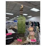 VINTAGE GREEN GLASS TABLE LAMP