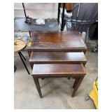 VINTAGE 3PC WOOD NESTING TABLES VINTAGE 3PC WOOD NESTING TABLES