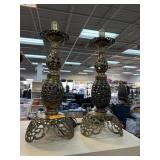 2PC LARGE BRASS TABLE LAMPS 2PC LARGE BRASS TABLE LAMPS