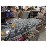 LARGE FINE ETCHED GLASS STEMWARE LOT LARGE FINE ETCHED GLASS STEMWARE LOT