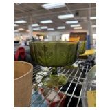 2PC MATCHED GREEN COMPOTES 1978 FTD OAK LEAF 2PC MATCHED GREEN COMPOTES 1978 FTD OAK LEAF