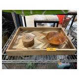 WOOD HANDLED TRAY / WOOD BOWL MORE WOOD HANDLED TRAY / WOOD BOWL MORE