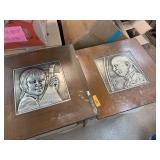 2PC CHINESE METAL & WOOD PLAQUES 2PC CHINESE METAL & WOOD PLAQUES