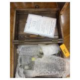 WOOD BOX W GLASS BOTTLES WOOD BOX W GLASS BOTTLES