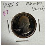 1985-S CAMEO PROOF WASHINGTON QUARTER