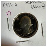 1991-S CAMEO PROOF QUARTER