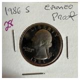 1986-S CAMEO PROOF QUARTER
