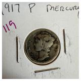 1917 MERCURY SILVER DIME