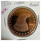 1 OZ COPPER BULLION ROUND EAGLE