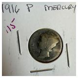 1916 MERCURY SILVER DIME