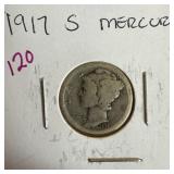 1917-S MERCURY SILVER DIME