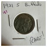 1921-S BUFFALO NICKEL RARE