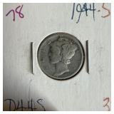 1944-S MERCURY SILVER DIME