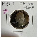 1987-S CAMEO PROOF QUARTER