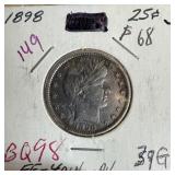 1898 BARBER SILVER QUARTER