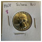 1958 WASHINGTON SILVER QUARTER BU