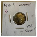 1926-D MERCURY SILVER DIME HIGH GRADE