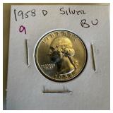 1958-D WASHINGTON SILVER QUARTER BU