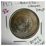 1951 WASHINGTON CARVER COMMEM SILVER HALF DOLLAR