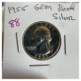 1955 GEM PROOF WASHINGTON SILVER QUARTER