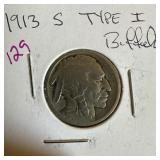 1913-S TYPE I BUFFALO NICKEL