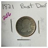 1821 CAPPED BUST SILVER DIME