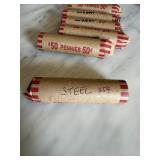 ROLL OF STEEL WHEAT PENNIES CENTS