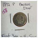 1892 BARBER SILVER DIME
