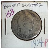 1904 BARBER SILVER QUARTER