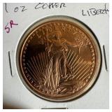 1 OZ COPPER BULLION ROUND LIBERTY /ST GAUDENS