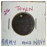 ANTIQUE CIVIL WAR ARMY NAVY TOKEN