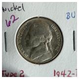 1942 JEFFERSON NICKEL TYPE 2