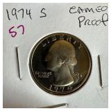 1974-S WASHINGTON PROOF CAMEO QUARTER