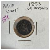 1853 SEATED LIBERTY SILVER HALF DIME W ARROWS