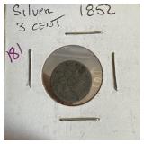 1852 SILVER 3 CENT PIECE