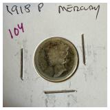 1918 MERCURY SILVER DIME